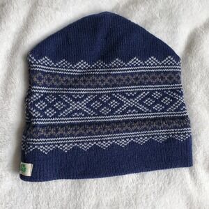 VTG 80s Moriarty Ski Hat Beanie Stowe Vermont All Wool Blue Geometric